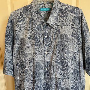 Tori Richard XL Blue/White Cotton Floral Pattern